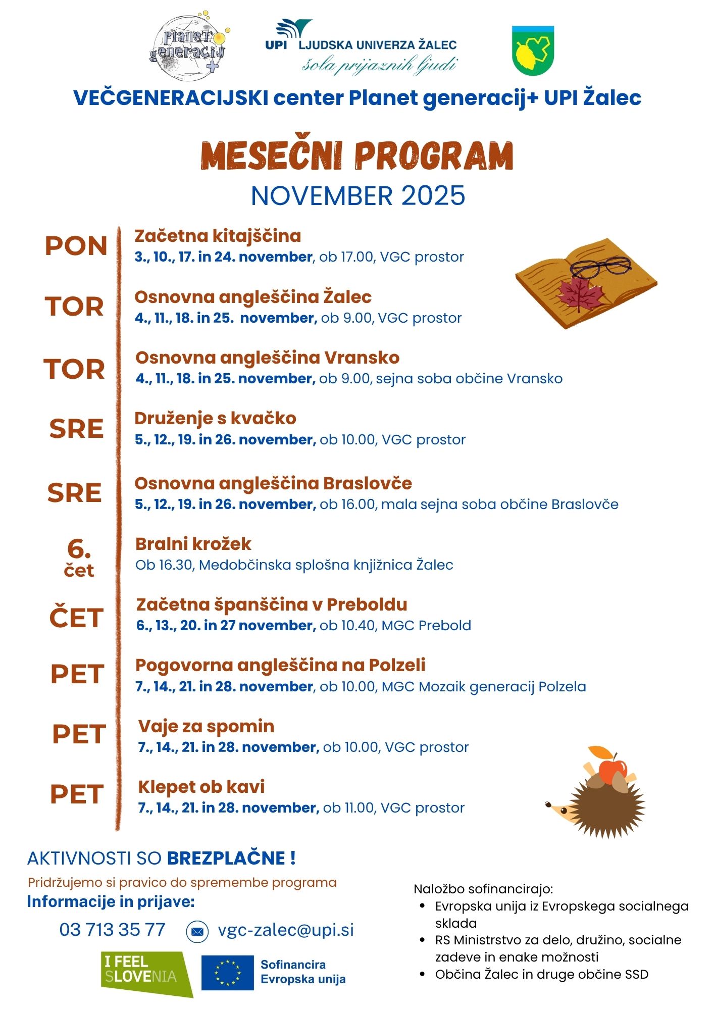 Mesečni program november 1. stran